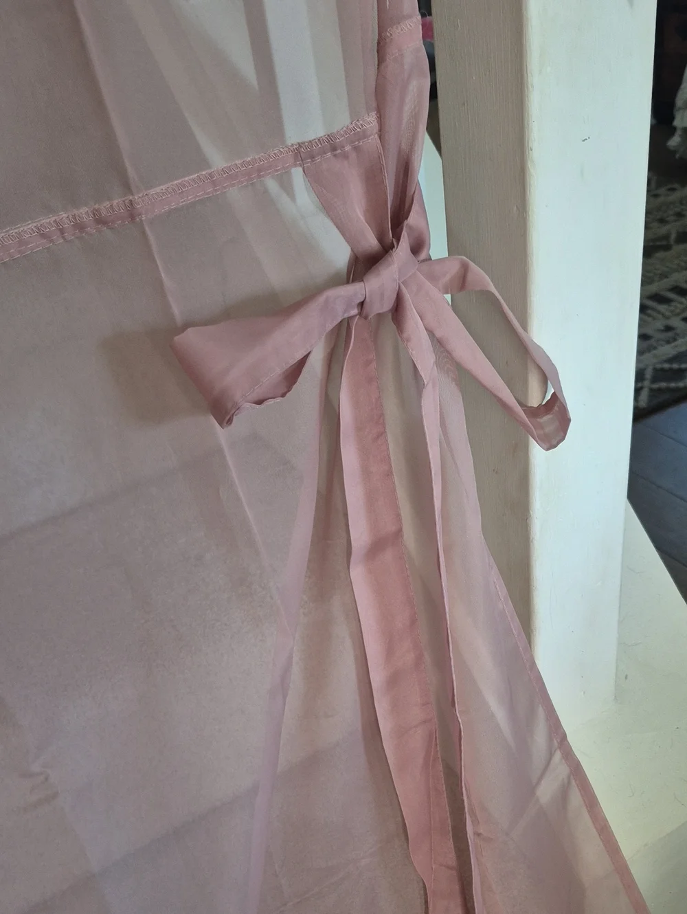 Sheer Tie-Back Window Curtain Panel Dusty Rose